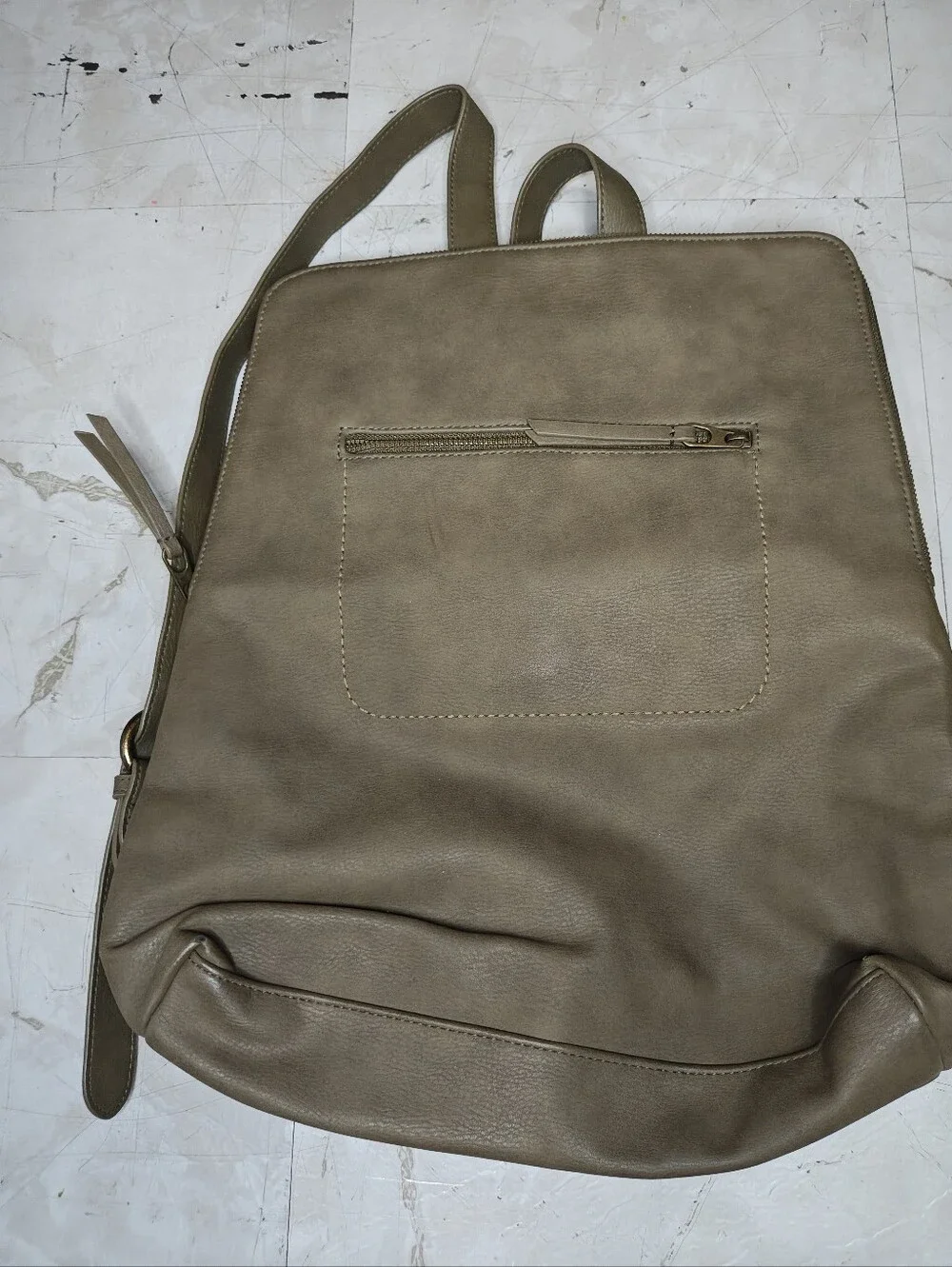 Unisex Taupe Leather Backpack - Casual Everyday Carry
